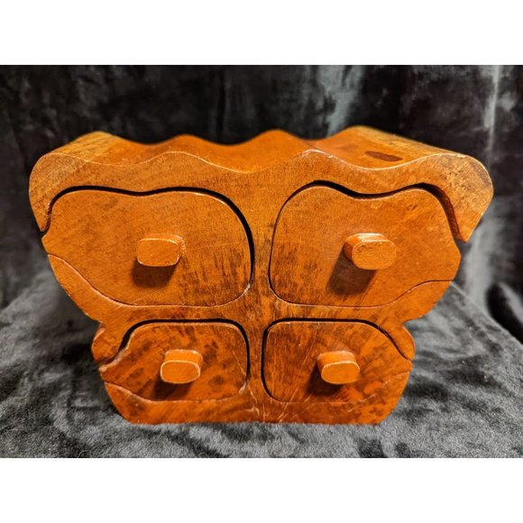 Handcrafted Wooden Mahogany Jewelry Trinket Box Barbados Williams Legacy - Picture 10 of 10